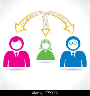 digital data transfer between people Stock Vector