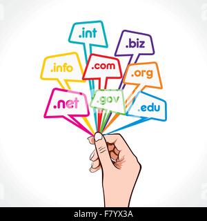 domain name in hand Stock Vector