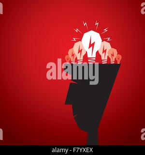 bulb in men head stock vector Stock Vector