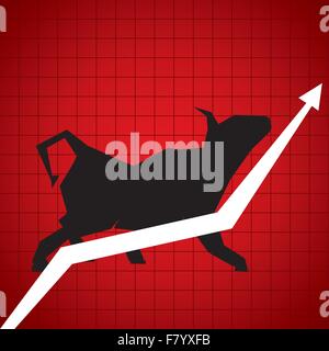 market graph with bull stock vector Stock Vector