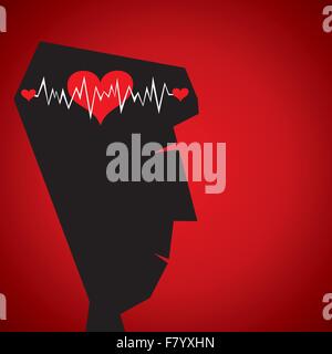 heart beat in head Stock Vector