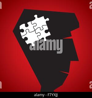 puzzle piece in head Stock Vector