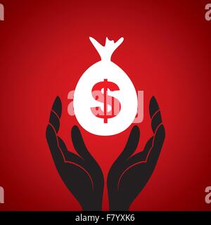 saving money concept under hand stock vector Stock Vector