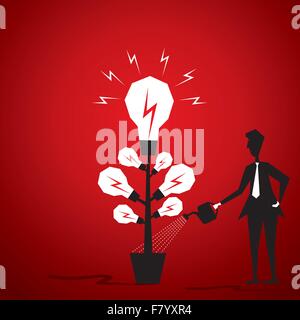 bulb plant men giving water or new idea generate plant stock vector Stock Vector