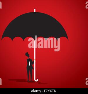 small men under big umbrella stock vector Stock Vector