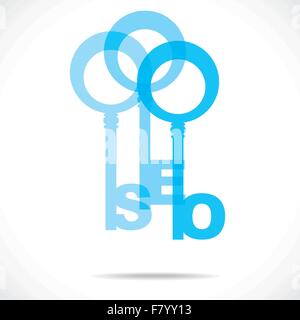 blue SEO word key Stock Vector