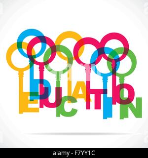 colorful education word key Stock Vector