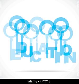 blue education word key Stock Vector