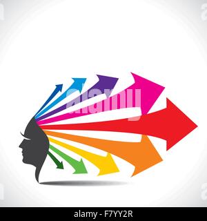 Abstract face with colorful arrow hair Stock Vector