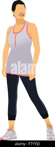 Young woman in sport suit. Duffle. Vector illustration Stock Vector