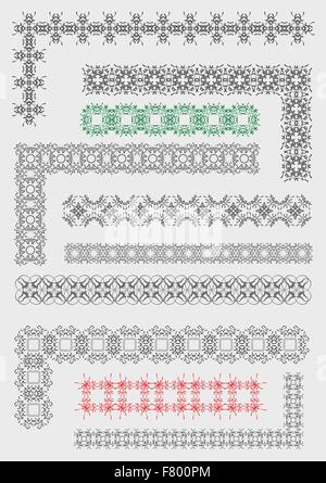 Collection of Ornamental Rule Lines and corners in Different Des Stock Vector