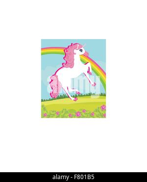 Card with a cute unicorn Stock Vector