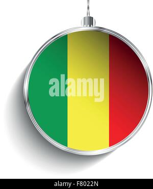 Merry Christmas Silver Ball with Flag Mali Stock Vector