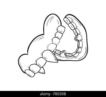 sketch of the vampire denture Stock Vector