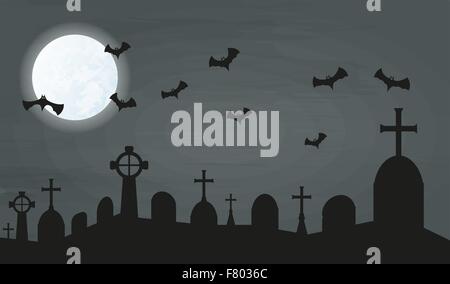 bats and cemetery Stock Vector