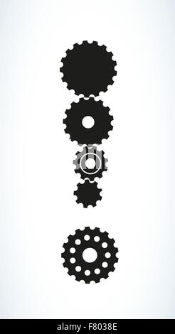 exclamation mark created from cog wheels Stock Vector