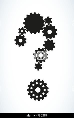 question mark created from cog wheels Stock Vector