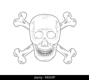 sketch of the skull and bones Stock Vector