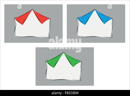 white blank paper with two bent corners with three colors of corners Stock Vector