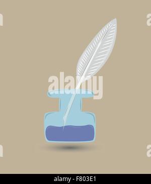 quill and inkwell Stock Vector