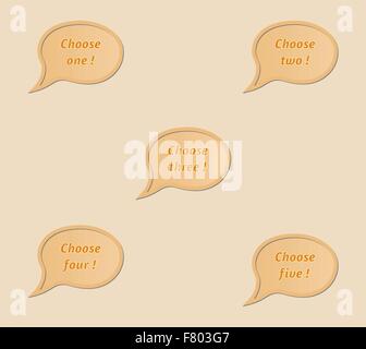 five speak bubbles - Choose one, two, three, four, five Stock Vector