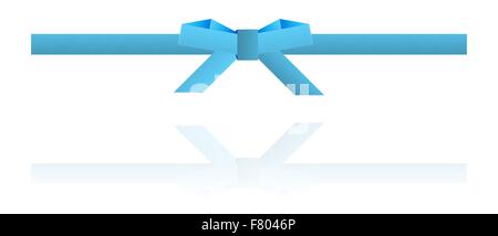 blue dotted bow and blue dotted ribbon on white background Stock Vector