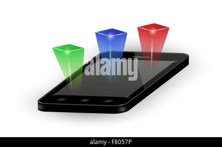 smartphone with three color elements Stock Vector
