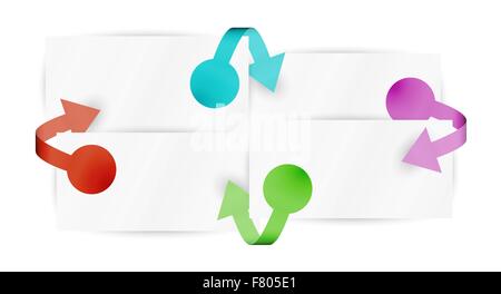 four arrows and four papers Stock Vector
