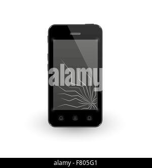 smartphone with broken display Stock Vector