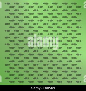 green background with footprints Stock Vector