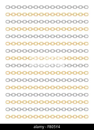 set of silver and gold chains Stock Vector