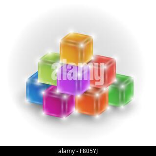 pyramid of cubes Stock Vector