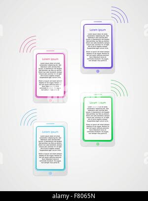 infographics with phones Stock Vector