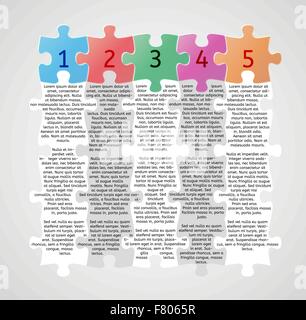 infographics - five steps with puzzle pieces Stock Vector