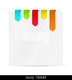 set of color ribbons or bookmarks with blank paper Stock Vector