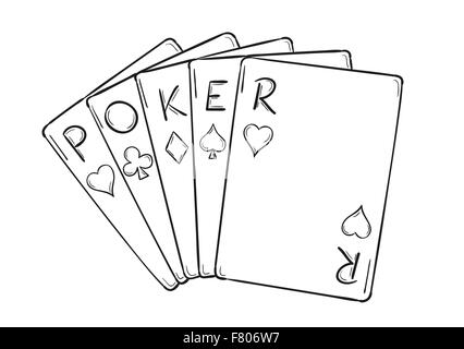 five poker cards Stock Vector