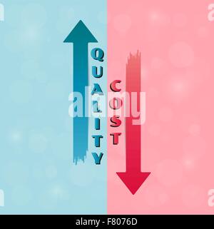 Vector with quality and cost arrows Stock Vector