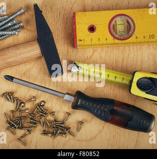 Set of manual Working tools Stock Photo