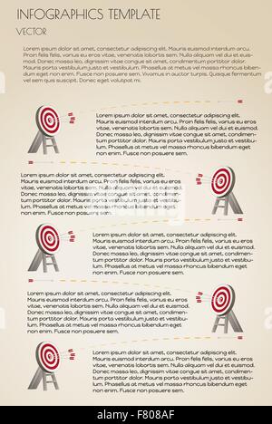 brown infographcs with targets Stock Vector