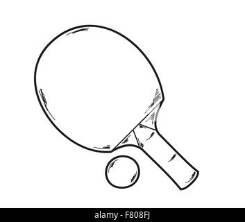 Ping-pong rackets and ball hand drawn outline outline sketch icon ...