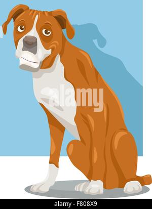 boxer dog cartoon illustration Stock Vector