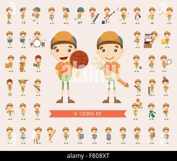 Set of boy character collection Stock Vector