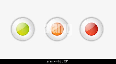 light buttons with green, orange and red color Stock Vector