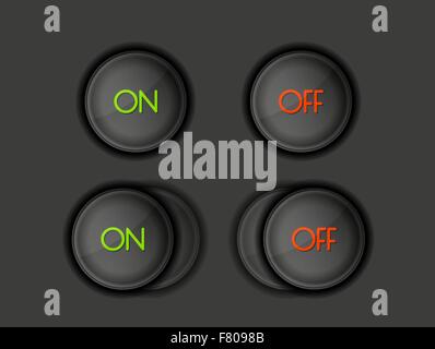 buttons with ON and OFF text Stock Vector