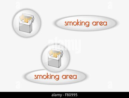 smoking area buttons Stock Vector