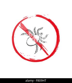warning sign of the tick, sketch Stock Vector