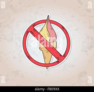 sign entry ban ice cream Stock Vector