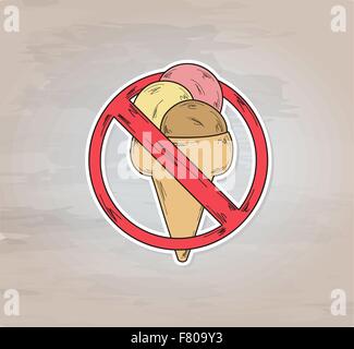 sign entry ban ice cream Stock Vector