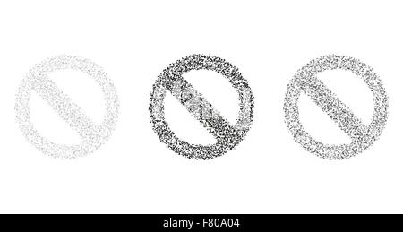 red crossed circle danger sign created from black dots Stock Vector