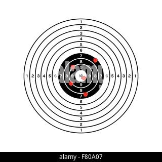 black and white target with red holes Stock Vector